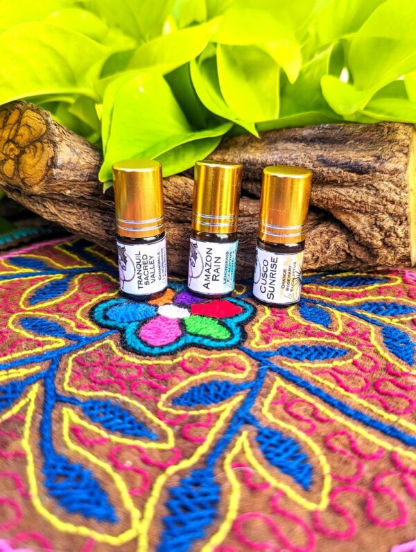 Pick 3 Bundle Essential Oil Blends from the Heart of Peru - Locally Sourced, Small Batch Wellness - 3ml Trial Size Travel Set - Wellness Aid