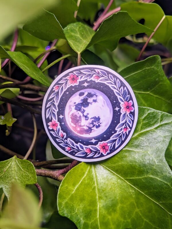 Flower Full Moon May Sticker | Pagan Witch Moon Decorative Stickers for Grimoire, Journal Planner, Book of Shadows | Waterproof Matte Finish - Image 2