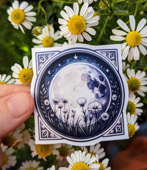 Meadow Full Moon July Sticker | Pagan Witch Moon Decorative Stickers for Grimoire Journal Planner Book of Shadows | Waterproof Matte Finish