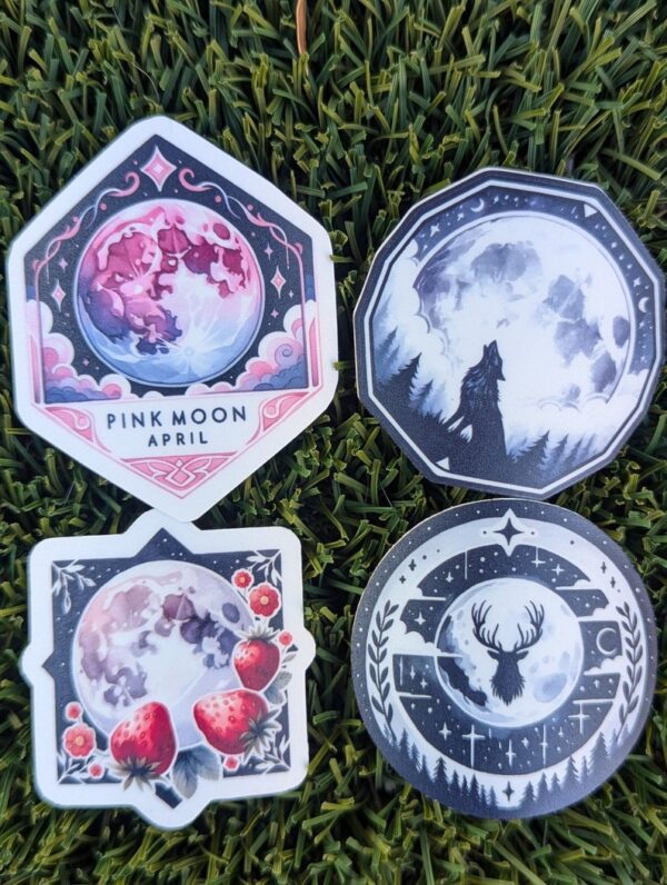 18 Full Moon Sticker Bundle Set | Pagan Witch Moon Decorative Stickers for Grimoire, Journal Planner, Book of Shadows | Waterproof Matte - Image 6
