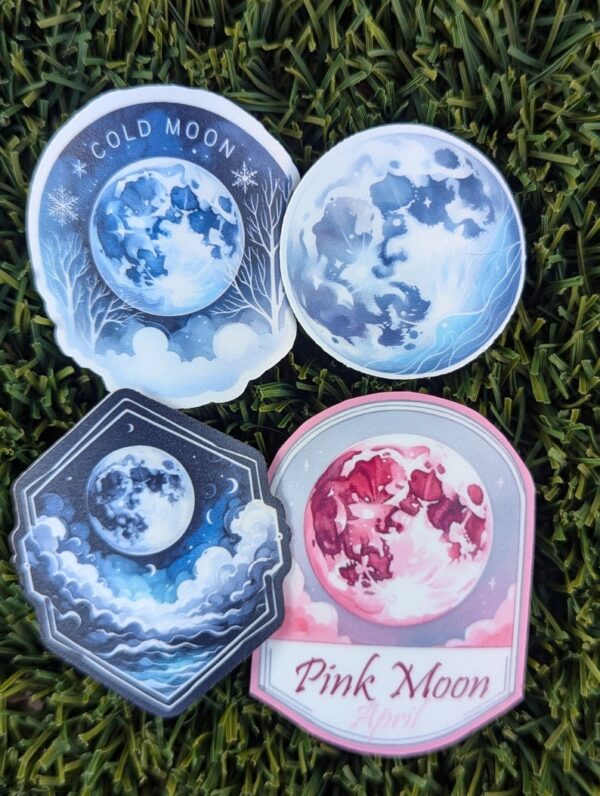 18 Full Moon Sticker Bundle Set | Pagan Witch Moon Decorative Stickers for Grimoire, Journal Planner, Book of Shadows | Waterproof Matte - Image 5
