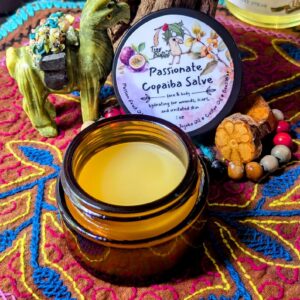Passionate Copaiba Salve | 1oz Glass Amber Jar | Relief Sooth Heal Sun Burn Chapped Skin Bug Bites Poison Oak Ivy
